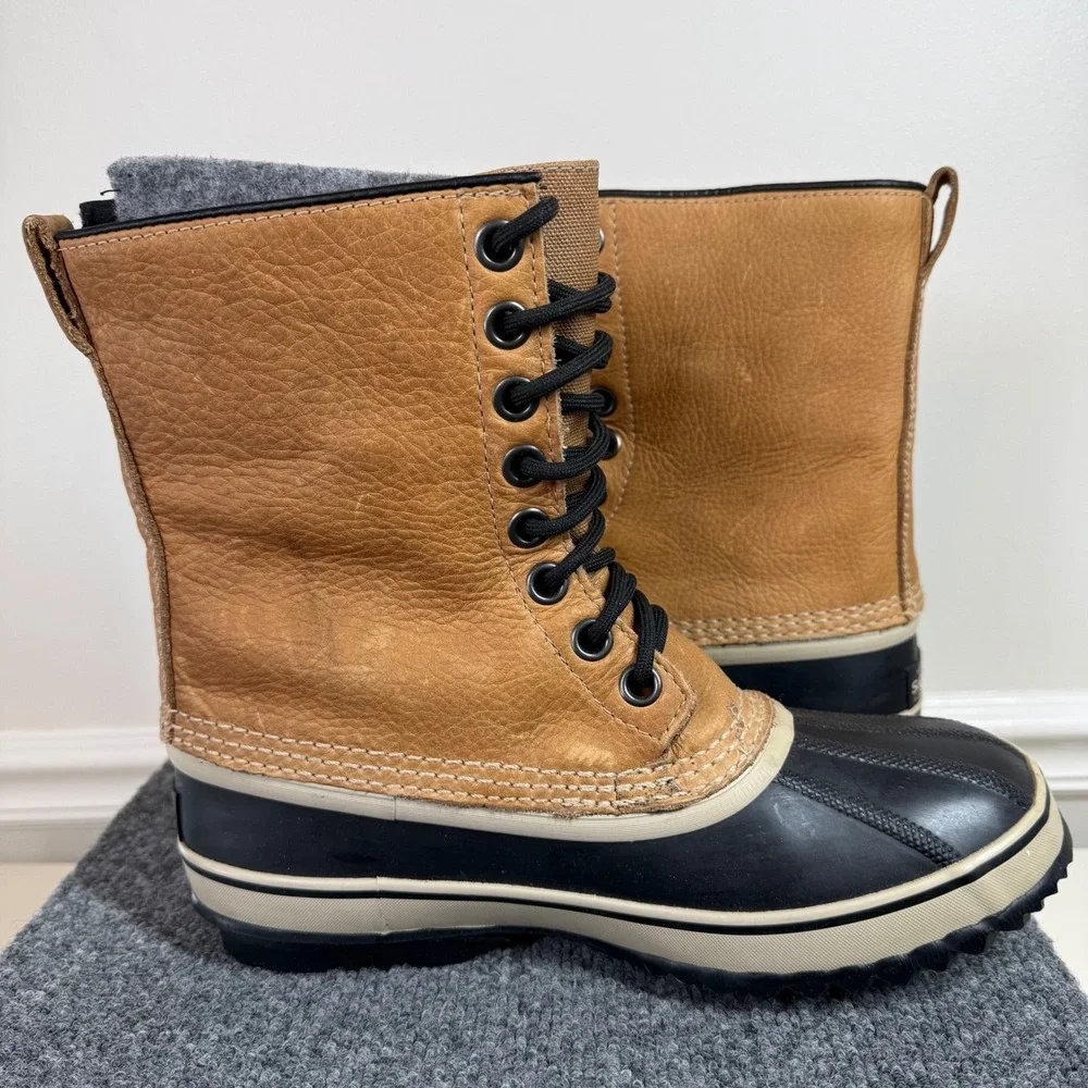 Sorel Caribou Duck Boots Mens US 8 Waterproof Leather Rubber Winter NM1561-281